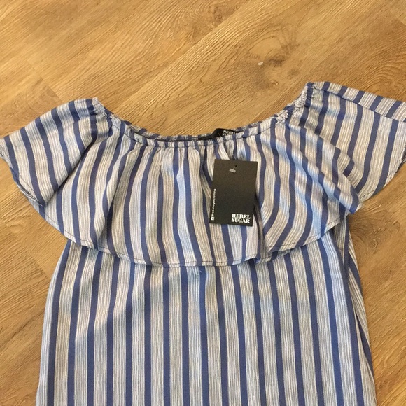 NWT Blue and White Off The Shoulder Style Sundress - Picture 2 of 3
